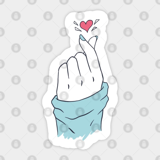 Korean Finger Heart Symbol Kpop Love Aesthetic Sticker by uncommontee